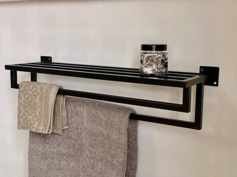 MAGHJI Wall-Mounted Towel Rack, Black - Image 3