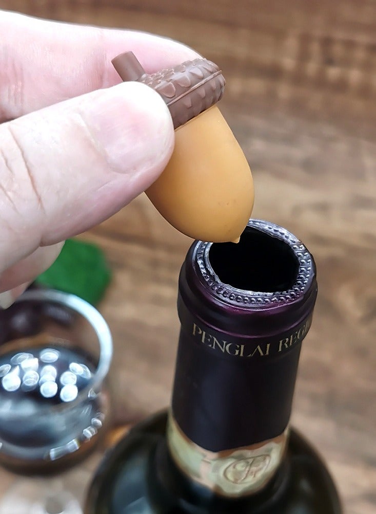 2 Acorn Mini Wine Bottle Stoppers  - Image 2