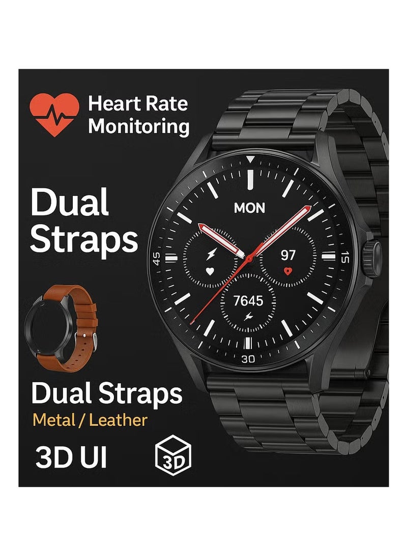 TCH Calling Smart Watch HD2 3D Hero 2 GREY for Men-Women 1.43" 3D AMOLED Display, Bluetooth Call/Message, 150+ Sports Modes, Heart Rate, Sleep Monitor Smartwatches, IP68 Waterproof, 7-Day Battery, 16 Languages Android/IOS - Image 4