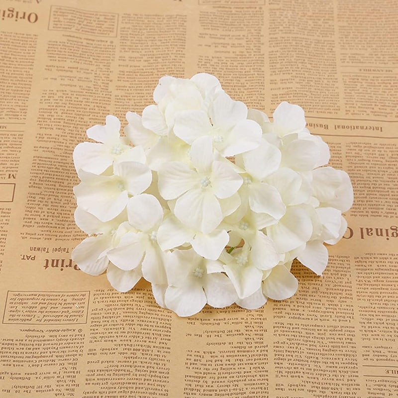 FagusHome Silk Hydrangea Heads 36 Pcs Artificial Flowers Heads and 3 Dozens Stems Fake Hydrangea Flowers with Stems for Home Wedding Decor (Creamy White) - Image 3