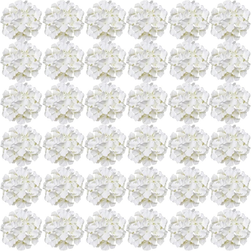 FagusHome Silk Hydrangea Heads 36 Pcs Artificial Flowers Heads and 3 Dozens Stems Fake Hydrangea Flowers with Stems for Home Wedding Decor (Creamy White) - Image 1