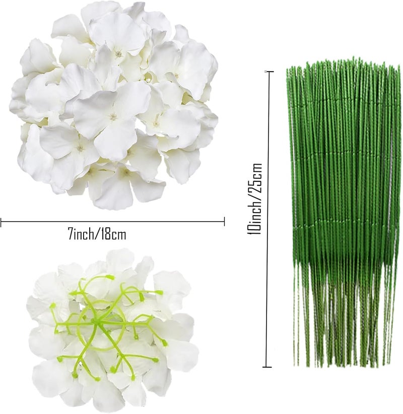 FagusHome Silk Hydrangea Heads 36 Pcs Artificial Flowers Heads and 3 Dozens Stems Fake Hydrangea Flowers with Stems for Home Wedding Decor (Creamy White) - Image 2