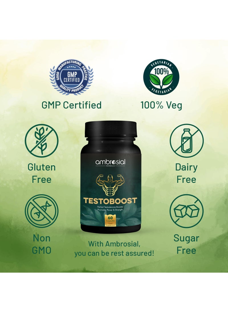 ambrosial - Testoboost Herbal Testosterone Booster Promotes Power And Strength 60 Capsules - Image 1
