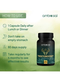 ambrosial Testoboost Herbal Testosterone Booster Promotes Power And Strength 60 Capsules  - Image 5