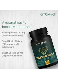 ambrosial Testoboost Herbal Testosterone Booster Promotes Power And Strength 60 Capsules  - Image 2