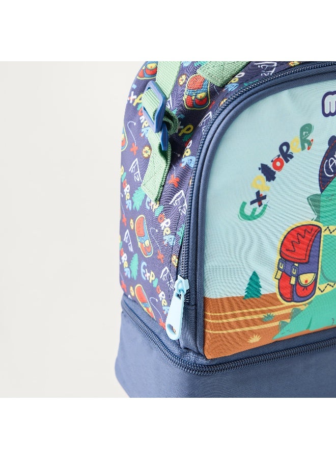 Must Lunch Bag - Dino Explorer - Collection - 2Cmprt  (Polyester) Blue \ 24X12X20 - Image 3