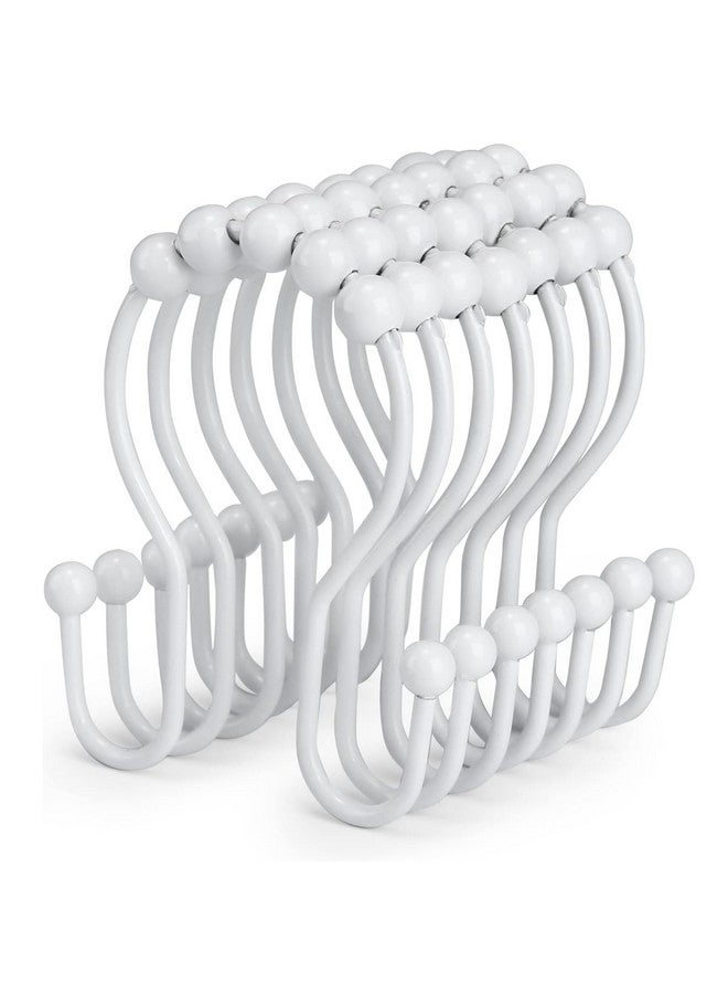 Goowin Goowin Shower Curtain Hooks, 12 Pcs Shower Curtain Rings, Stainless Steel Shower Curtain Hooks Rings Rust Proof, Smooth Sliding Anti-Drop Double Shower Hooks for Shower Curtain, Rods (White)  - Image 1