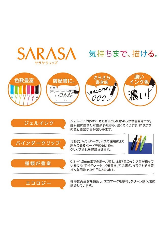 ZEBRA Zebra Sarasa Clip 0.5, 5 Color Set (JJ15-5CA)  - Image 4