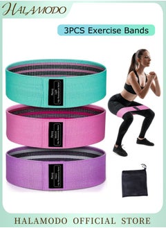 HALAMODO 3PCS Resistance Bands Exercise Workout Bands for Women and Men Stretch Bands for Booty Legs for Yoga Starter, Pilates Flexbands  - Image 1