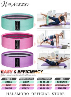 HALAMODO 3PCS Resistance Bands Exercise Workout Bands for Women and Men Stretch Bands for Booty Legs for Yoga Starter, Pilates Flexbands  - Image 3