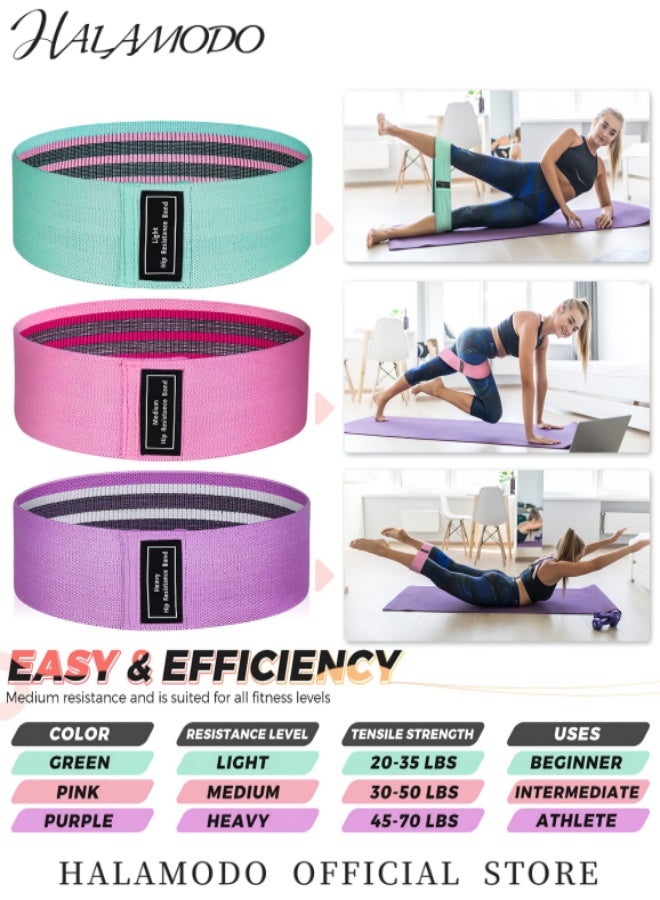 HALAMODO 3PCS Resistance Bands Exercise Workout Bands for Women and Men Stretch Bands for Booty Legs for Yoga Starter, Pilates Flexbands - Image 3