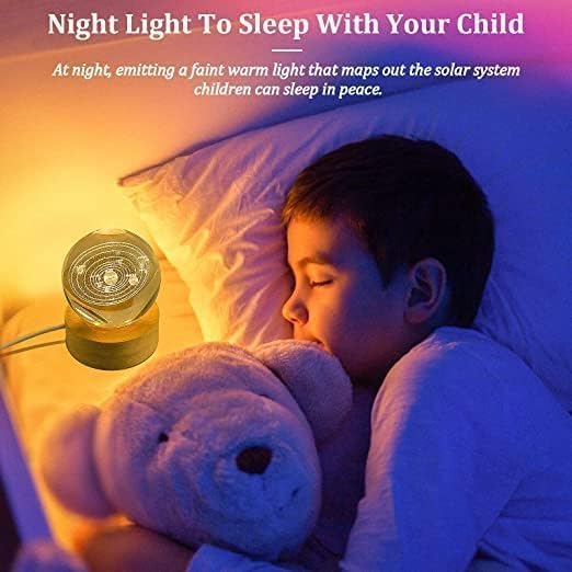 Desidiya Unique 3D Universe Crystal Ball Night Light with Wooden Base - LED USB Table Lamp for Kids, Teens, and Home Decor - Image 4