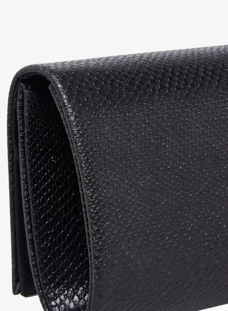 Flora Bella By Shoexpress BLACK Textured Clutch with Detachable Chain Strap for Women | Best Price UAE