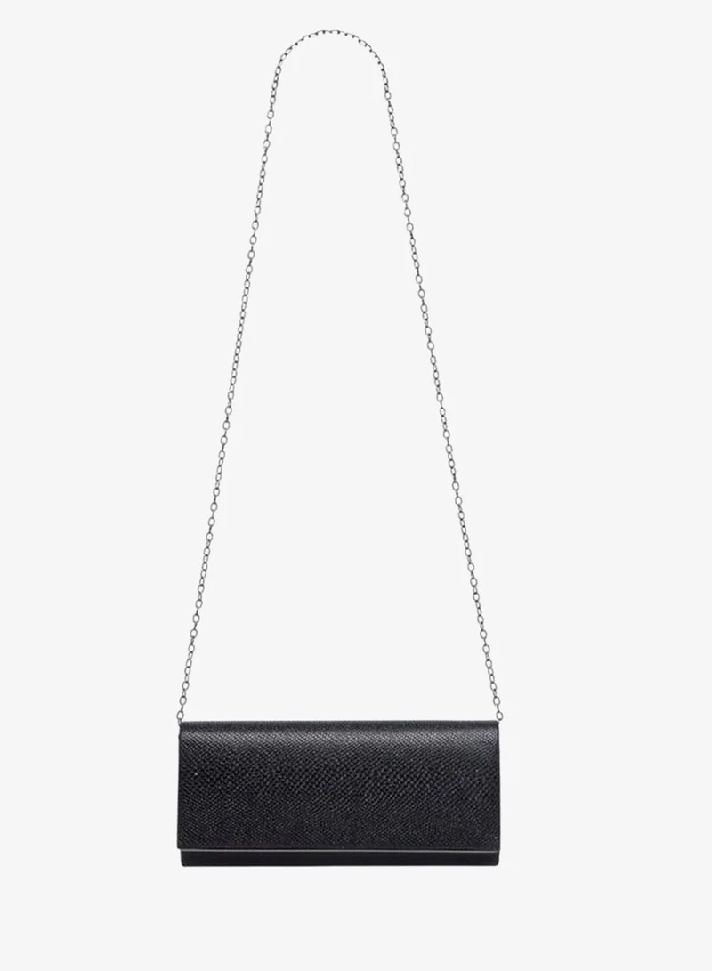 Flora Bella By Shoexpress Textured Clutch with Detachable Chain Strap