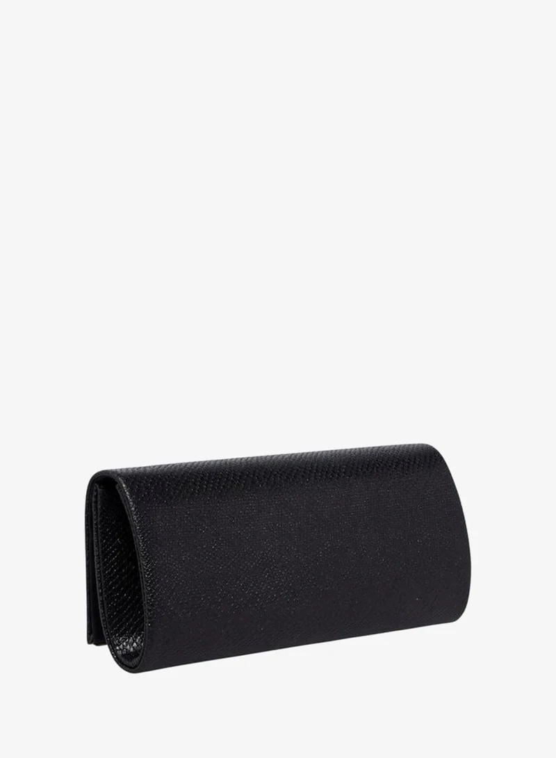 Flora Bella By Shoexpress BLACK Textured Clutch with Detachable Chain Strap for Women | Best Price UAE