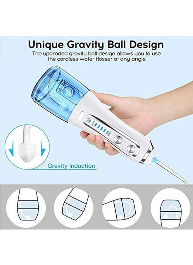 Youtrico - Flosser Cordless Oral Irrigator Portable Rechargeable Dental Flossers 5 Modes -300ML (White) - Image 1
