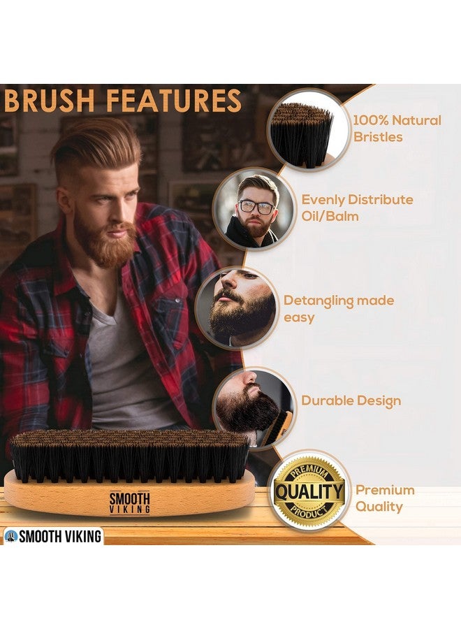 Smooth Viking Beard Care مجموعة هدايا فرشاة ومشط لحية سموذ فايكنغ للرجال فرشاة شعر من شعر الخنزير الطبيعي ومشط خشبي أدوات تصفيف وتشكيل الشعر الوجهية - Image 4