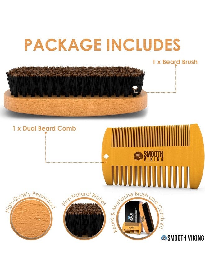 Smooth Viking Beard Care مجموعة هدايا فرشاة ومشط لحية سموذ فايكنغ للرجال فرشاة شعر من شعر الخنزير الطبيعي ومشط خشبي أدوات تصفيف وتشكيل الشعر الوجهية - Image 3