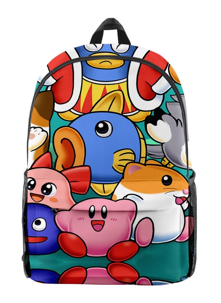 Kirby - 【 School Season 】Kirby Children's Cartoon Backpack Student Schoolbag Youth Large Capacity Backpack Suitable for 14-inch Laptop Bag Travel bag - Image 1