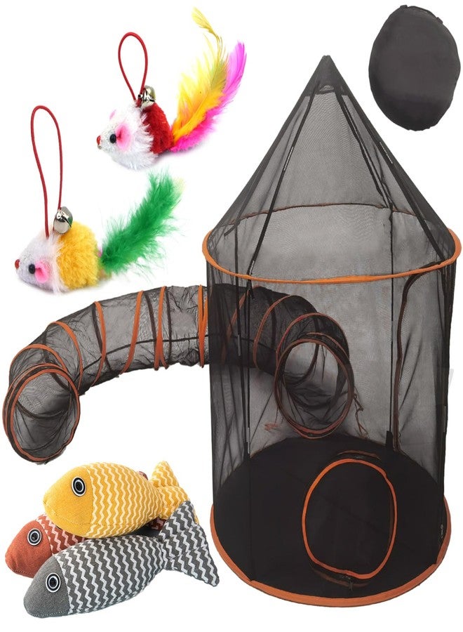 PRRPRR Outdoor Cat Enclosure with Tunnel - Large Portable Pet Playpen Tent for Indoor/Outdoor, Catio Playhouse for Cats, Kittens, Rabbits & Small Animals - Image 1