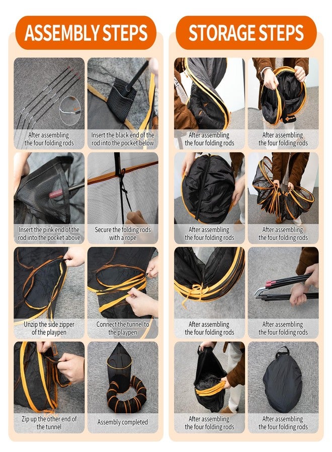 PRRPRR Outdoor Cat Enclosure with Tunnel - Large Portable Pet Playpen Tent for Indoor/Outdoor, Catio Playhouse for Cats, Kittens, Rabbits & Small Animals - Image 3