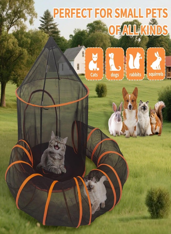 PRRPRR Outdoor Cat Enclosure with Tunnel - Large Portable Pet Playpen Tent for Indoor/Outdoor, Catio Playhouse for Cats, Kittens, Rabbits & Small Animals - Image 2