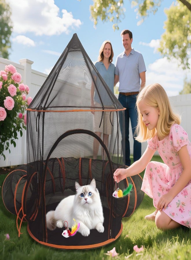 PRRPRR Outdoor Cat Enclosure with Tunnel - Large Portable Pet Playpen Tent for Indoor/Outdoor, Catio Playhouse for Cats, Kittens, Rabbits & Small Animals - Image 5