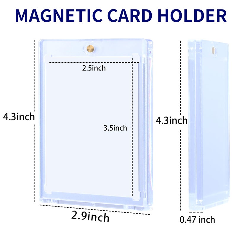QTYORD 10 Pack 130PT Magnetic Card Holder for Trading Cards, One-Touch Card Case Holder for Baseball Football Sports MTG TCG Collectable Cards (10, 130PT) - Image 3