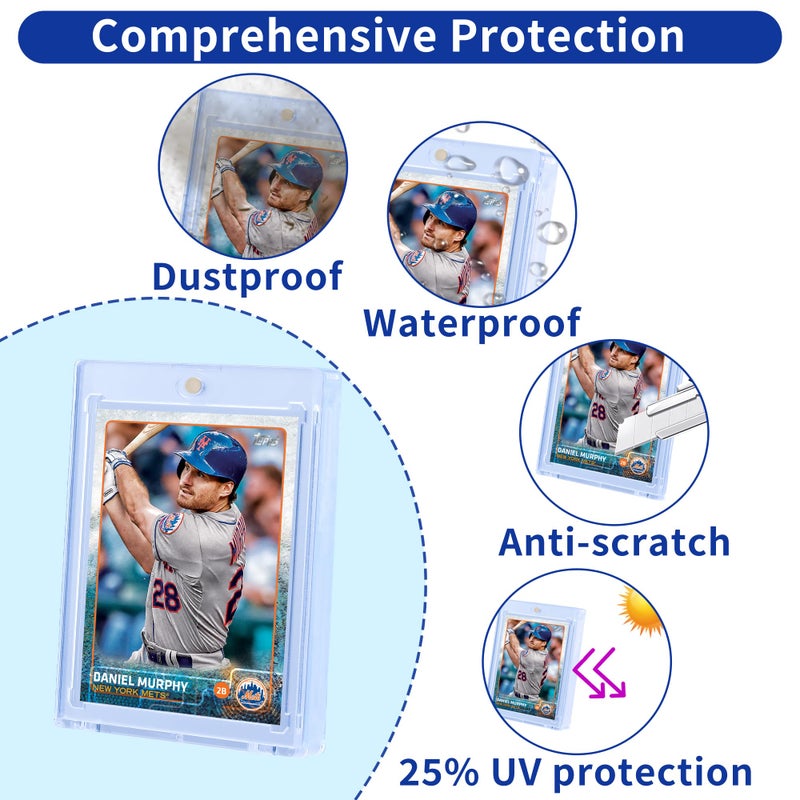 QTYORD 10 Pack 130PT Magnetic Card Holder for Trading Cards, One-Touch Card Case Holder for Baseball Football Sports MTG TCG Collectable Cards (10, 130PT) - Image 5