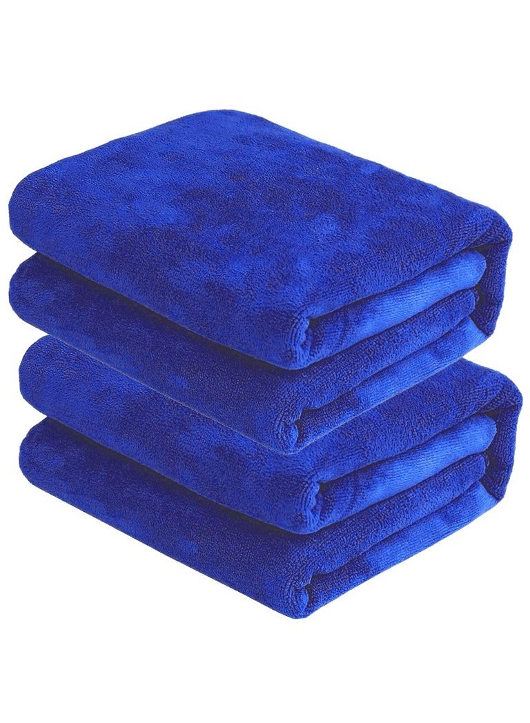 Fabienne 2-Piece Microfiber Bath Sheet Blue 80x160cm Soft and Durable Microfiber Beach Towel Super Absorbent and Fast Drying Microfiber Bath Towel Large for Sports, Travel, Beach, Fitness and Yoga  - Image 3