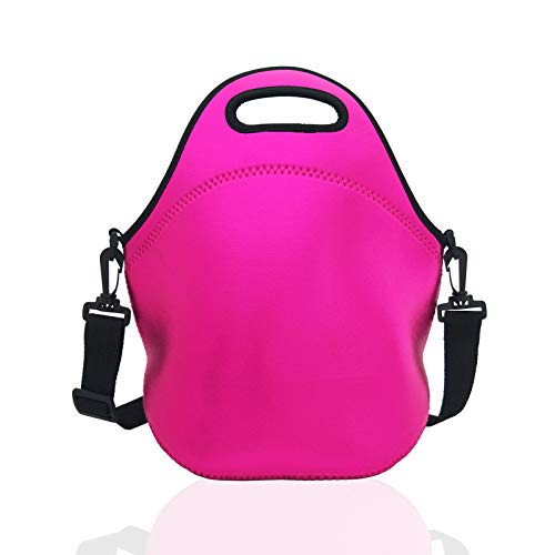 YIDA Neoprene Insulated Lunch bag, Lunch tote Boxes Bags for Women Men Work Office School Picnic Travel (Rose Red) - Image 1