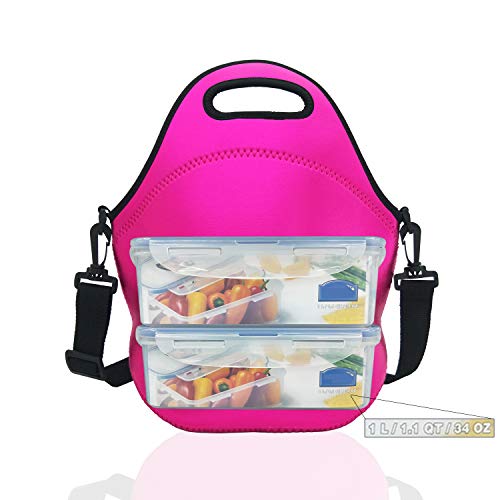YIDA Neoprene Insulated Lunch bag, Lunch tote Boxes Bags for Women Men Work Office School Picnic Travel (Rose Red) - Image 5