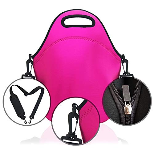 YIDA Neoprene Insulated Lunch bag, Lunch tote Boxes Bags for Women Men Work Office School Picnic Travel (Rose Red) - Image 4