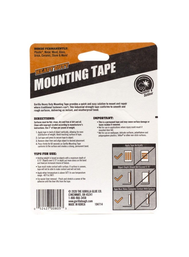 Gorilla Heavy Duty Double Sided Mounting Tape Xl 1 X 120 Black Pack Of 1 - Image 2