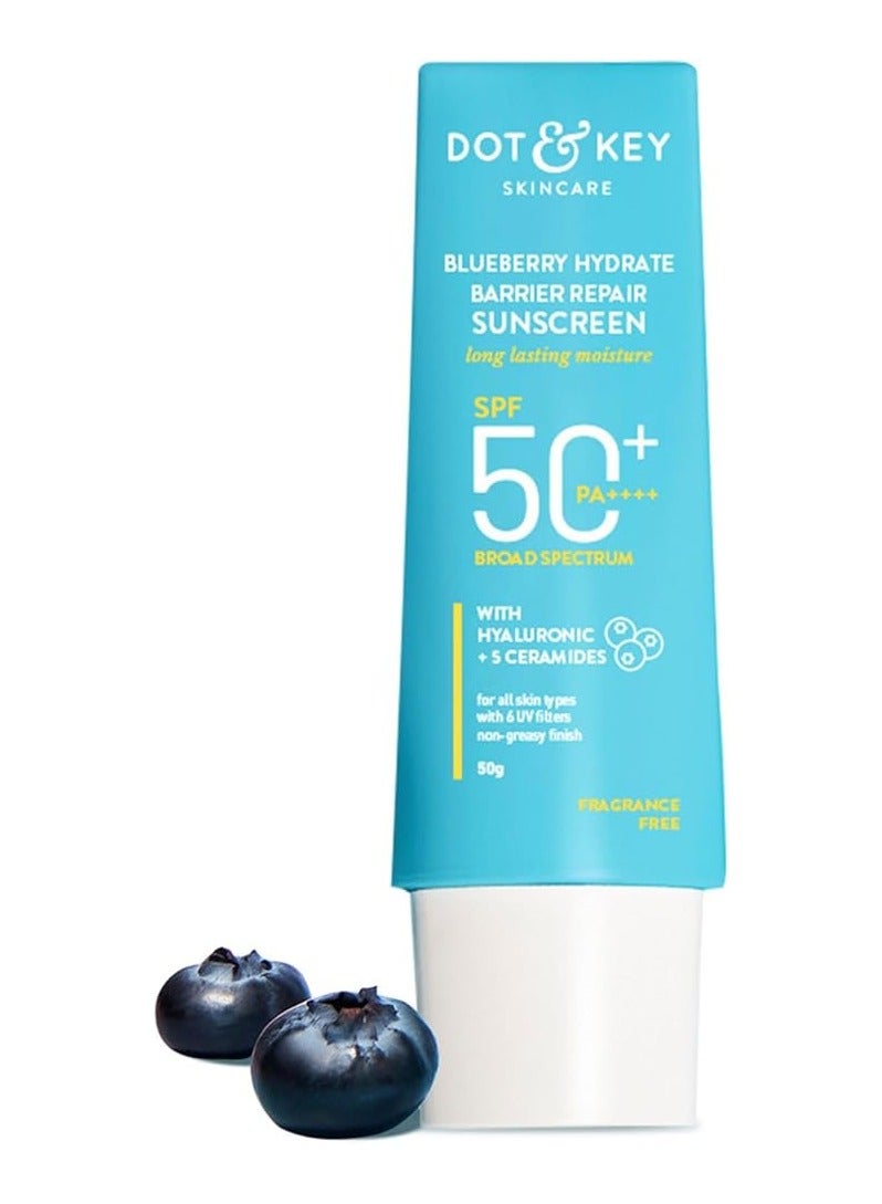 Dot & Key Dot&Key Blueberry Hydrate Barrier Repair Sunscreen Spf 50+,Pa++++|For Dry&Sensitive Skin|Non - Greasy Finish|No White Cast|Uv&Blue Light Protection|Broad Spectrum|For Women&Men| 50g - Image 1