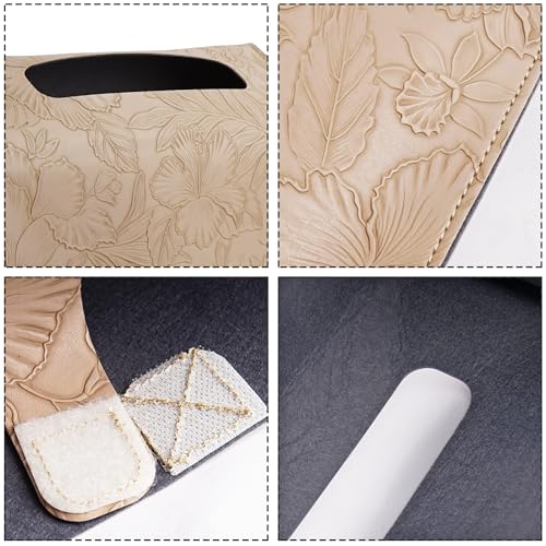 Hennaja Leather Cover for Disposable Paper Hand Towel Box, Compatible with Kleenex Paper Hand Towel(1-Carved Beige) - Image 5