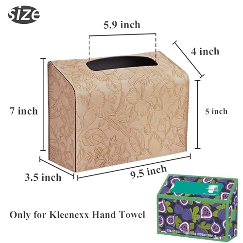 Hennaja Leather Cover for Disposable Paper Hand Towel Box, Compatible with Kleenex Paper Hand Towel(1-Carved Beige) - Image 3