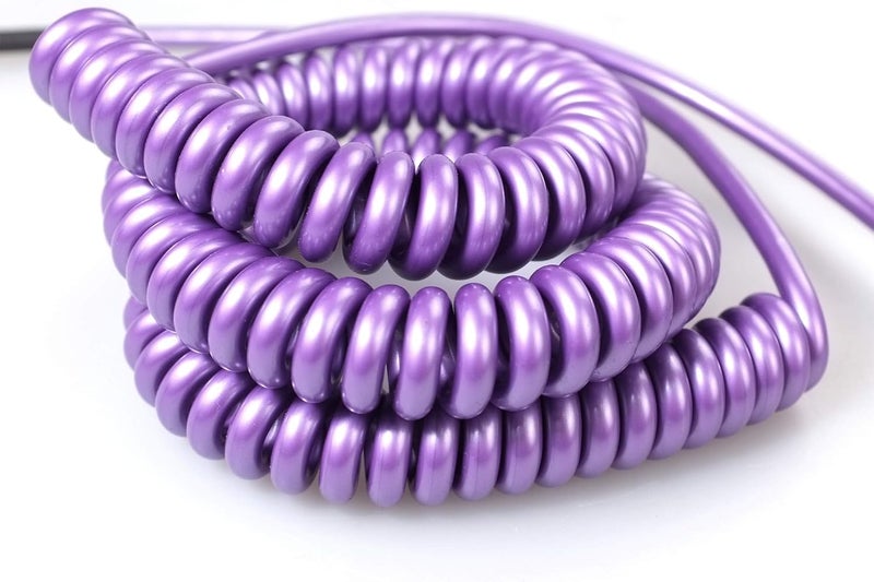 MAKA Premium Guitar Coil Cable 30 Feet, Instrument Coiled Curly Cord for Guitar Bass, 1/4 inch Right Angle to Straight, Purple - Image 2