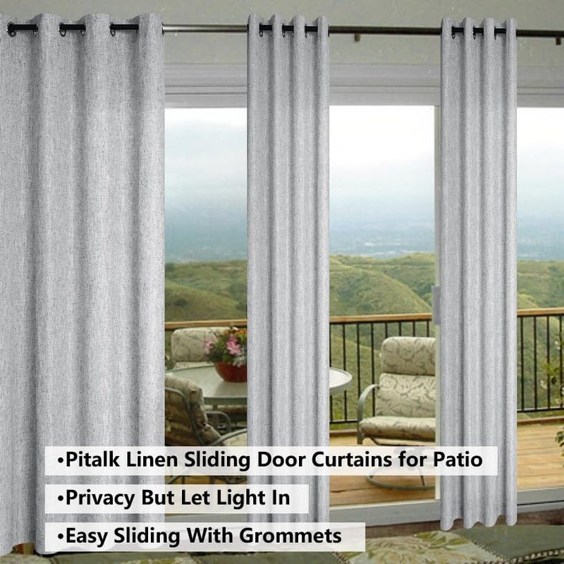 Pitalk فاتح رمادي 102 بطول الستائر لغرفة الطعام الحية 2 لوحات Grommet العيينة مصباح تصفية الخيش مزرعة النافذة الستائر الفضة الرمادي الستائر - Image 2