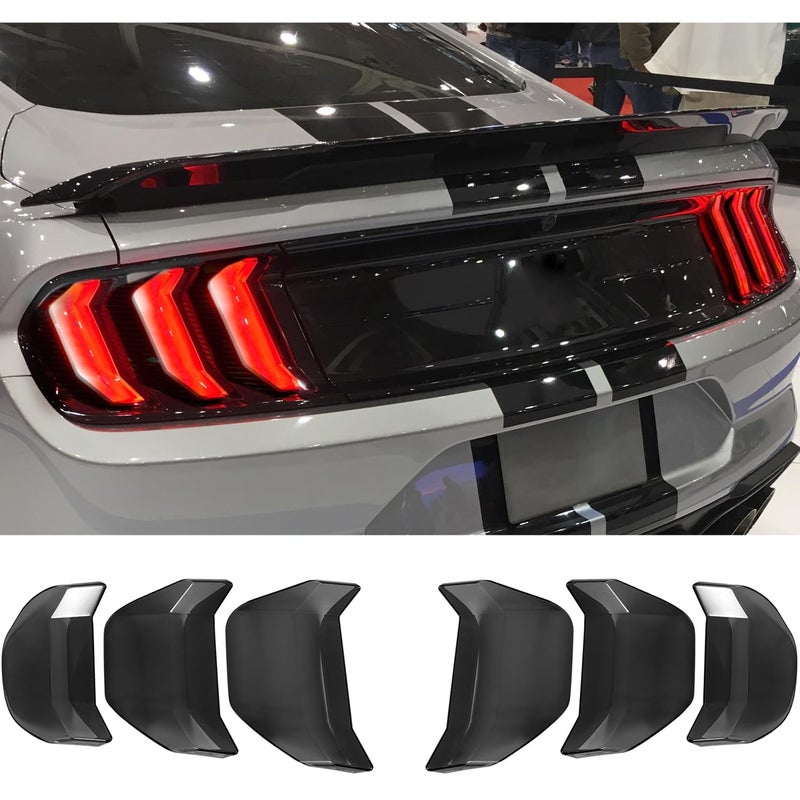 Danti Tail Light Cover for Ford Mustang 2018 2019 2020 2021 2022 2023 Taillight Guard Trim Frame Bezels Accessories 6pcs Smoked Black
