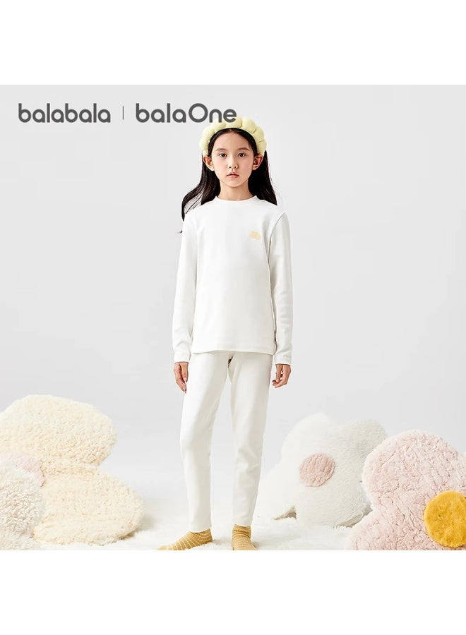 Balabala Girls' Underwear Set Children's Two-piece New Autumn Winter Fleece Cotton Cute Long Johns And Top - Image 1