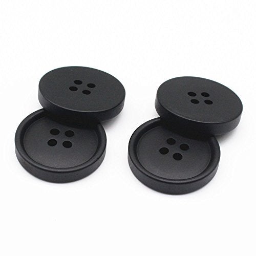 YaHoGa 50PCS 1 Inch 25mm Large Black Buttons Resin Buttons for DIY Sewing Tailor Crafts Coats Clothes (25MM) - Image 2