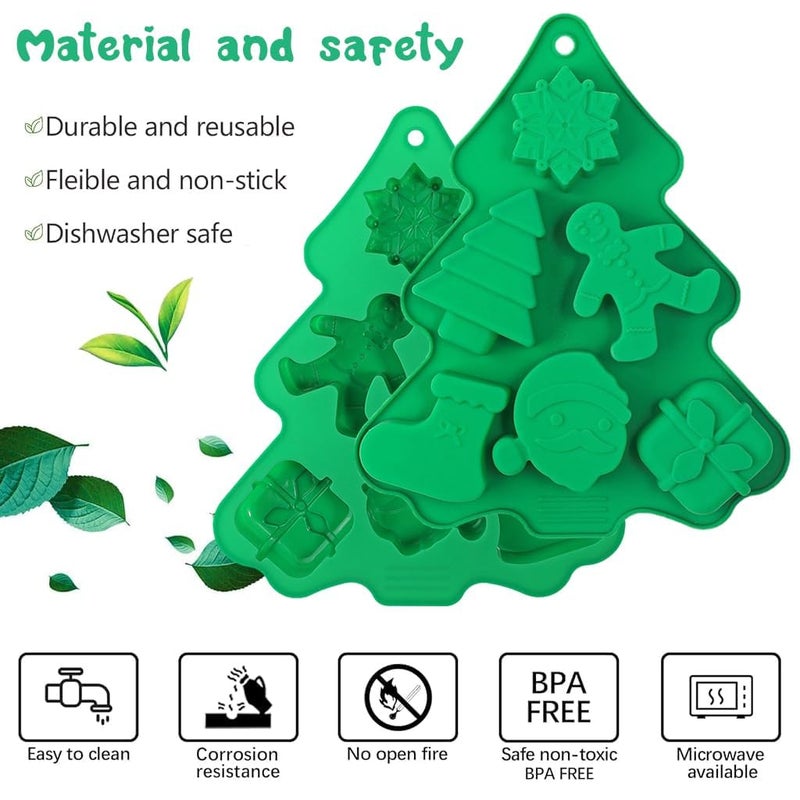 Skytail 6 Slot Christmas Mould for Chocolate Making Soap Cake Cupcake Baking Candy Candle Resin Molds for Xmas Gift Box Moulds with Shape of Gingerbread Man Tree Snowflake Socks Santa - Image 3