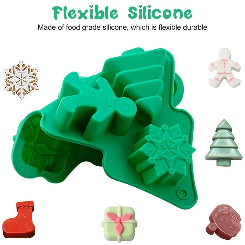 Skytail 6 Slot Christmas Mould for Chocolate Making Soap Cake Cupcake Baking Candy Candle Resin Molds for Xmas Gift Box Moulds with Shape of Gingerbread Man Tree Snowflake Socks Santa - Image 4