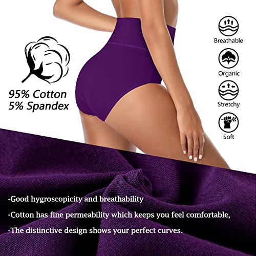 K-CHEONY Women's Underwear, High Waist Cotton Breathable Full Coverage Panties Brief Multipack Regular and Plus Size (Dark Assorted, 5 Pack, XXX-Large) - Image 4