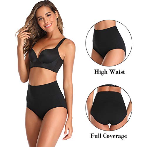 K-CHEONY Women's Underwear, High Waist Cotton Breathable Full Coverage Panties Brief Multipack Regular and Plus Size (Dark Assorted, 5 Pack, XXX-Large) - Image 3