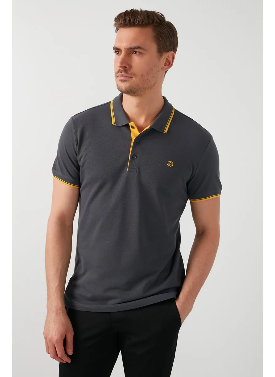 Buratti Cotton Slim Fit Stripe Detailed Buttoned Polo Collar 3-Piece T Shirt Men's T Shirt 5902118S3