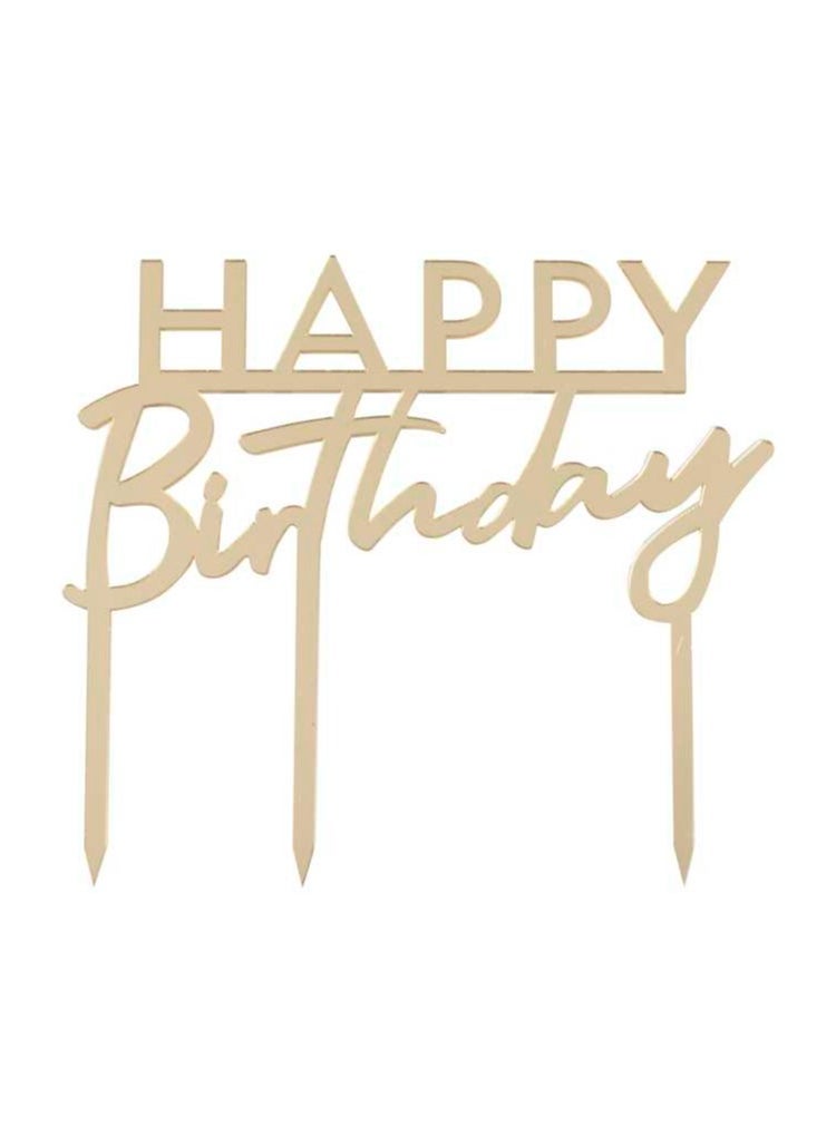 Ginger Ray Happy Birthday Gold Acrylic Cake Topper - Image 2