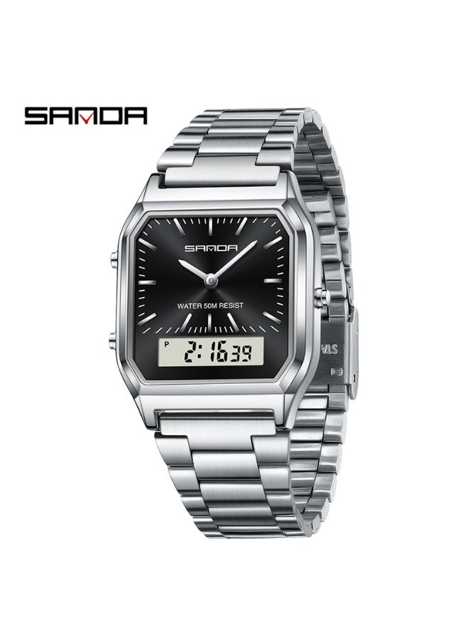 Sanda Watches - Luxury Business Quartz Men Watches Stainless Steel Band Fashion LED Waterproof Clock Outdoor Casual Man Watch SANDA - Image 1