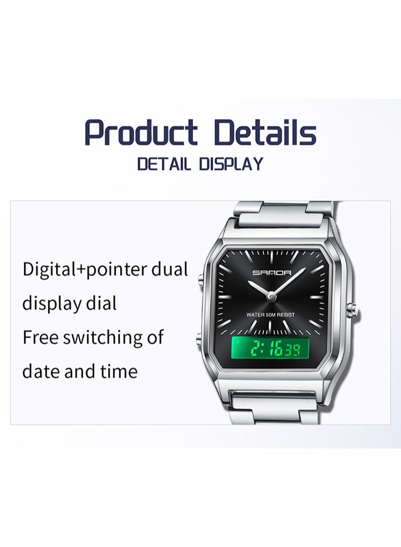 Sanda Watches - Luxury Business Quartz Men Watches Stainless Steel Band Fashion LED Waterproof Clock Outdoor Casual Man Watch SANDA - Image 3